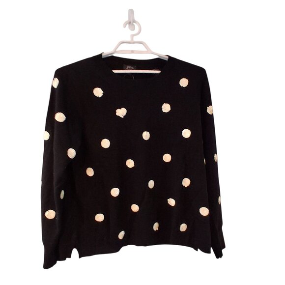 J. Crew Sweaters - J Crew nwt everyday cashmere sweater womens 2X sequin polka dots black Holiday